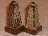 Oil Derrick shakers glazed brown satin